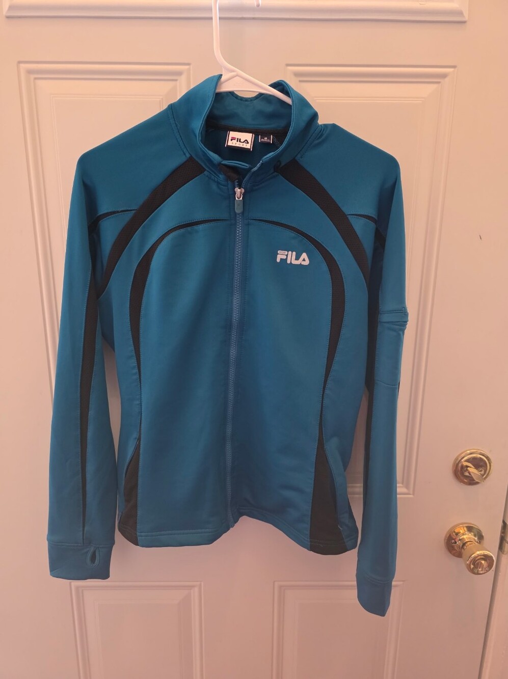 FILA Teal and Black Women's Full-Zip Jacket Size Medium
